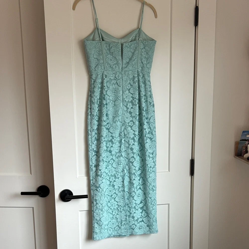 Lace Midi Dress in Light Aqua - Picture 7 of 7